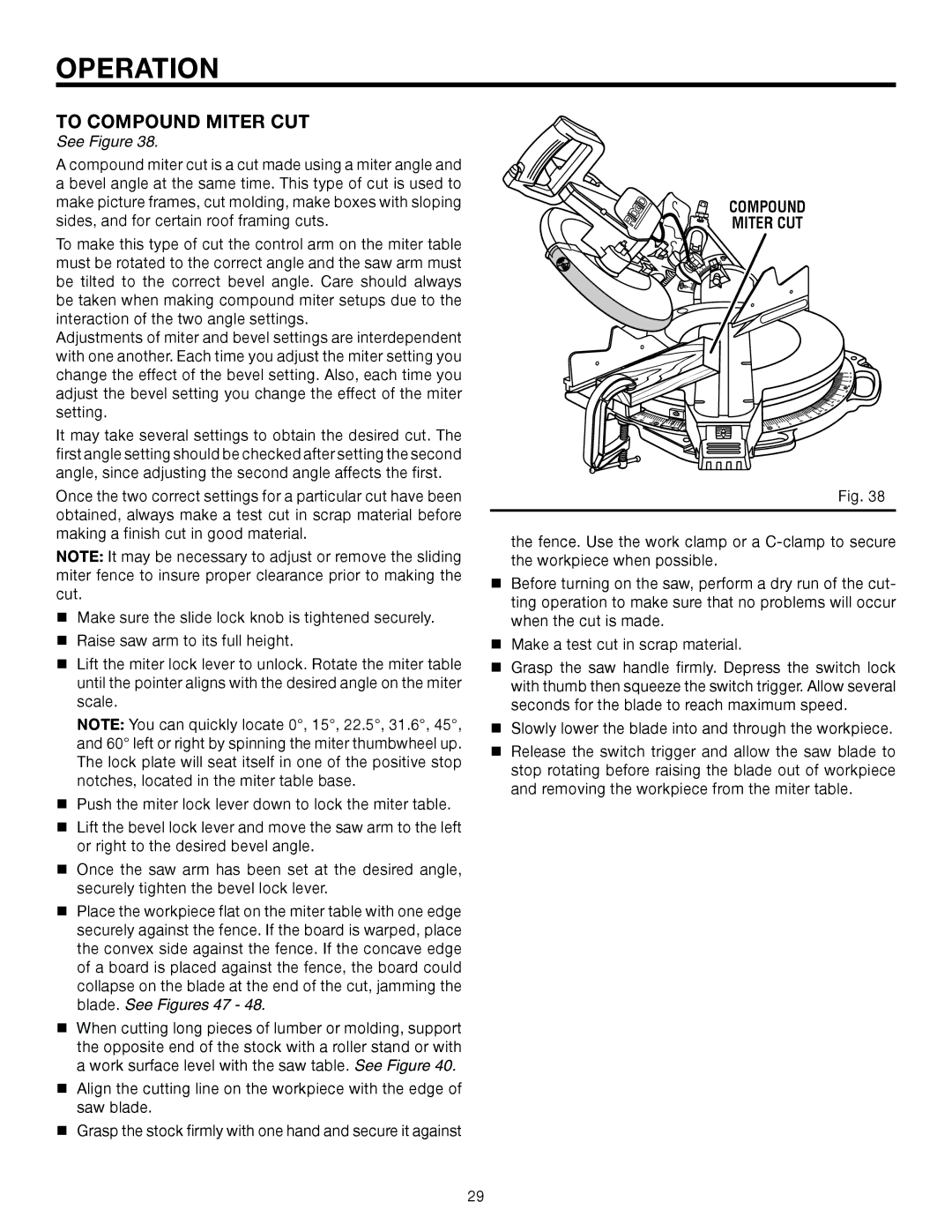 RIDGID MS1290LZA manual To Compound Miter CUT 