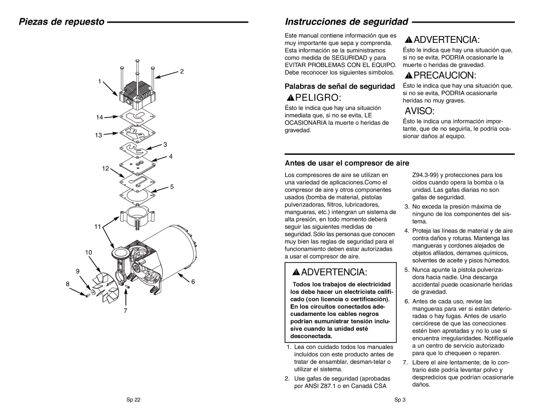 RIDGID OF45150B manual Piezas de repuesto Instrucciones de seguridad, Palabras de señal de seguridad 