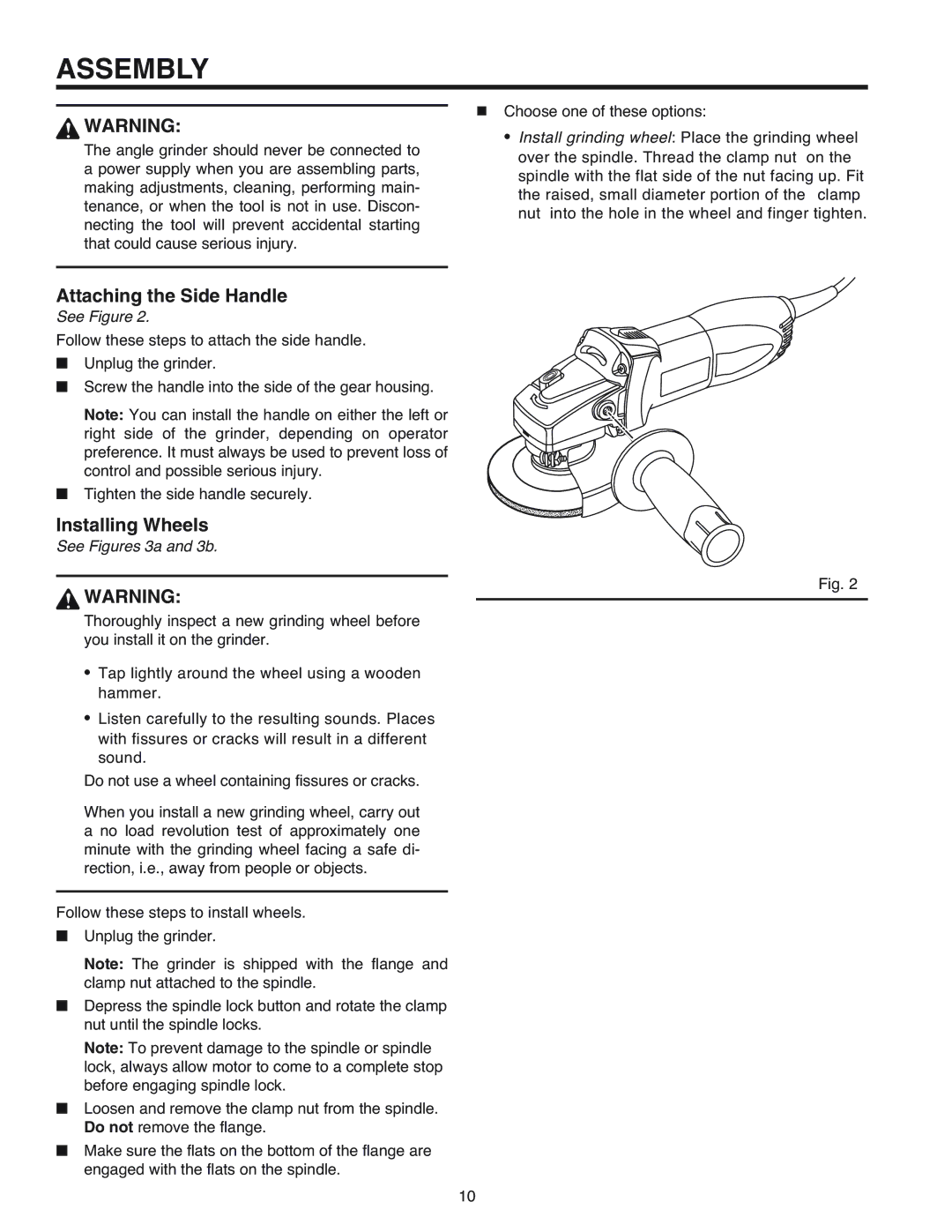 RIDGID R1000 manual Assembly, Attaching the Side Handle, Installing Wheels 