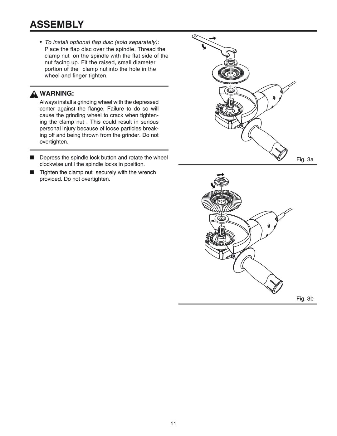 RIDGID R1000 manual To install optional flap disc sold separately 