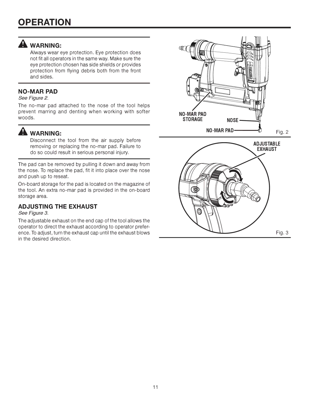 RIDGID R150FSA manual Adjusting the Exhaust 