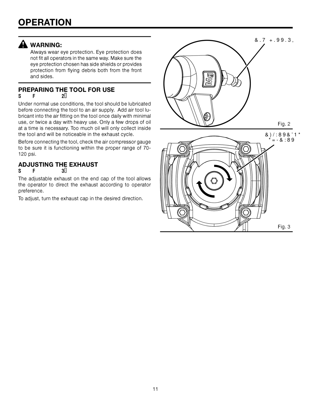 RIDGID R175RNA manual Preparing the Tool for USE, Adjusting the Exhaust 