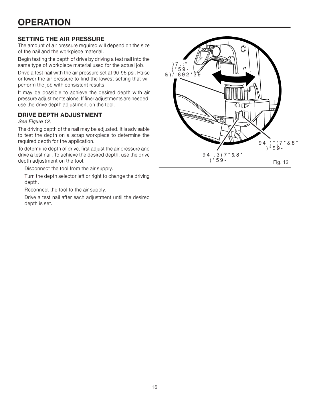 RIDGID R175RND manual Setting the AIR Pressure, Drive Depth Adjustment 