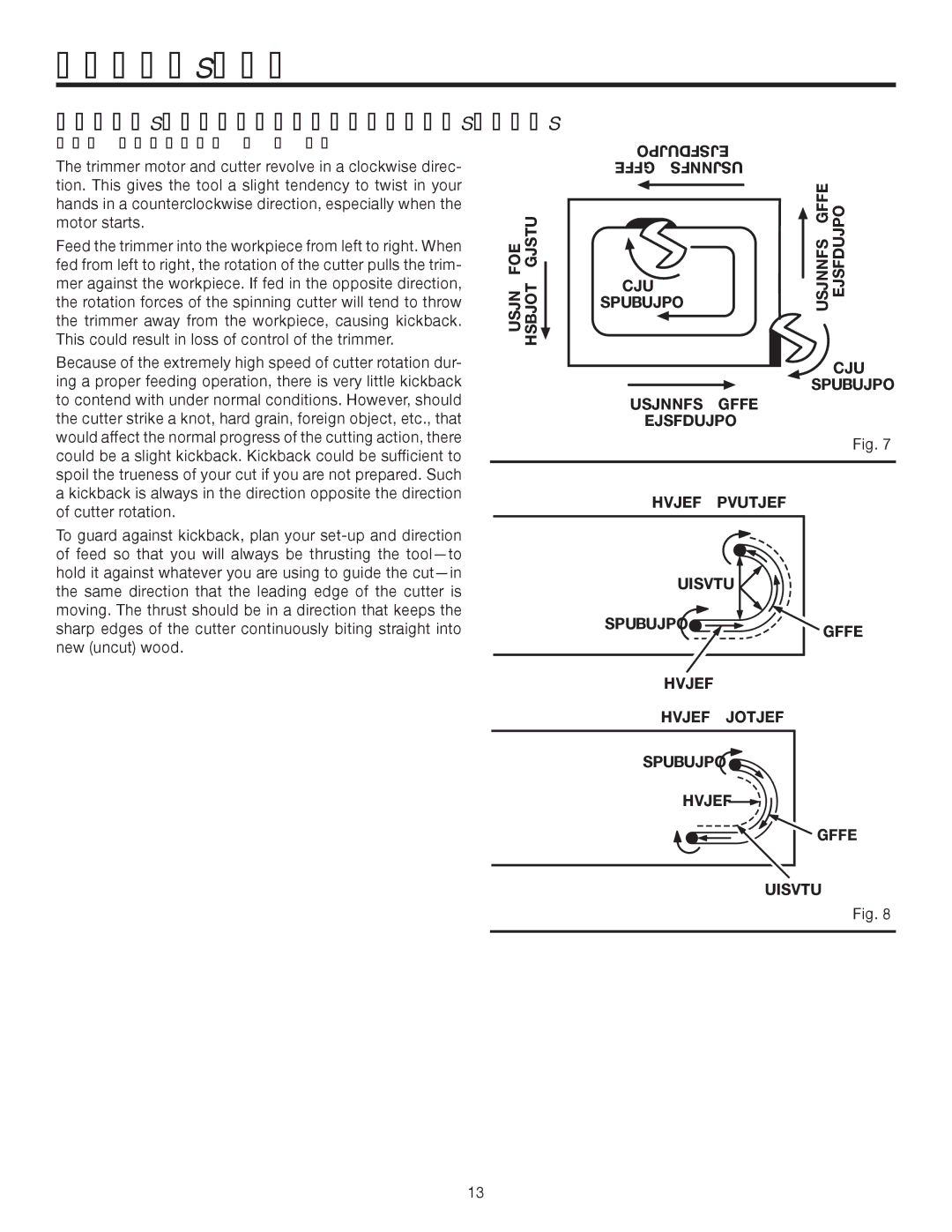 RIDGID R2400 Direction of Feed and Thrust, See Figures 7, Grains First Trim END Direction Feed Trimmer, Bit, Rotation 