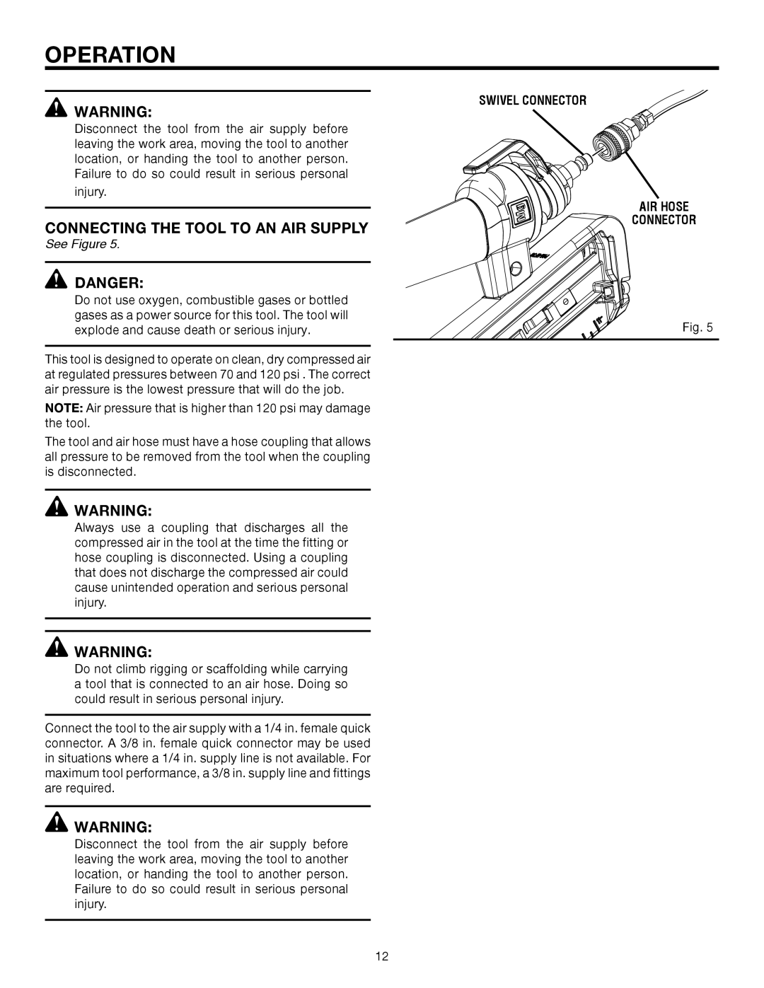 RIDGID R250AFA manual Connecting the Tool to AN AIR Supply 