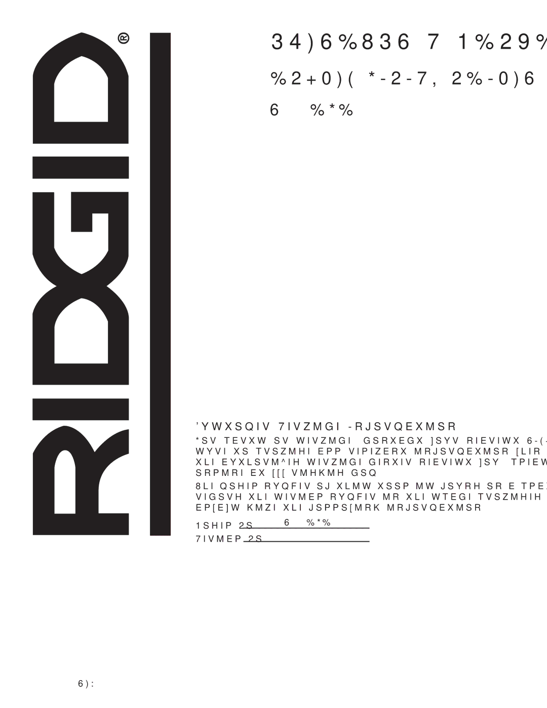 RIDGID R250AFA manual Customer Service Information 