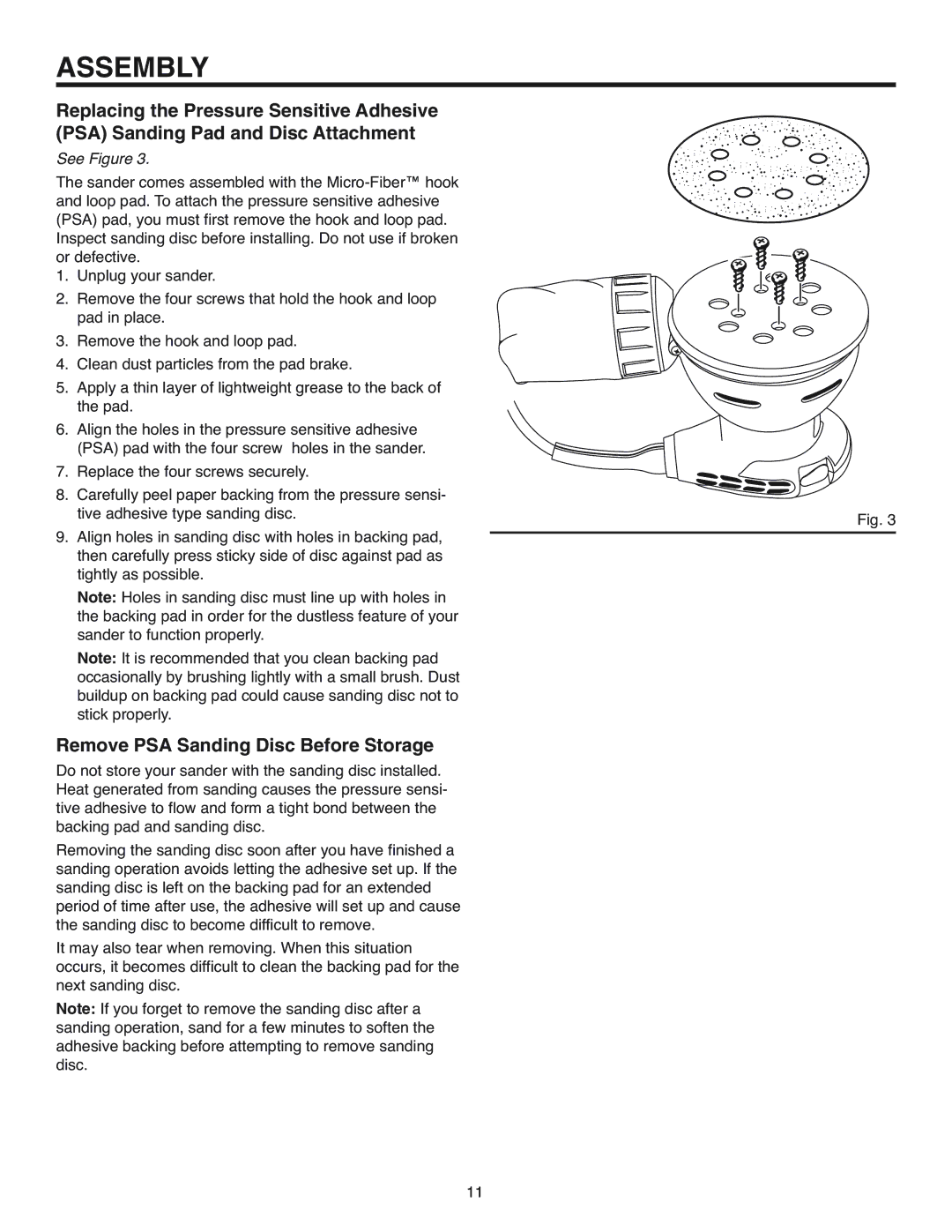 RIDGID R2600 manual Remove PSA Sanding Disc Before Storage 