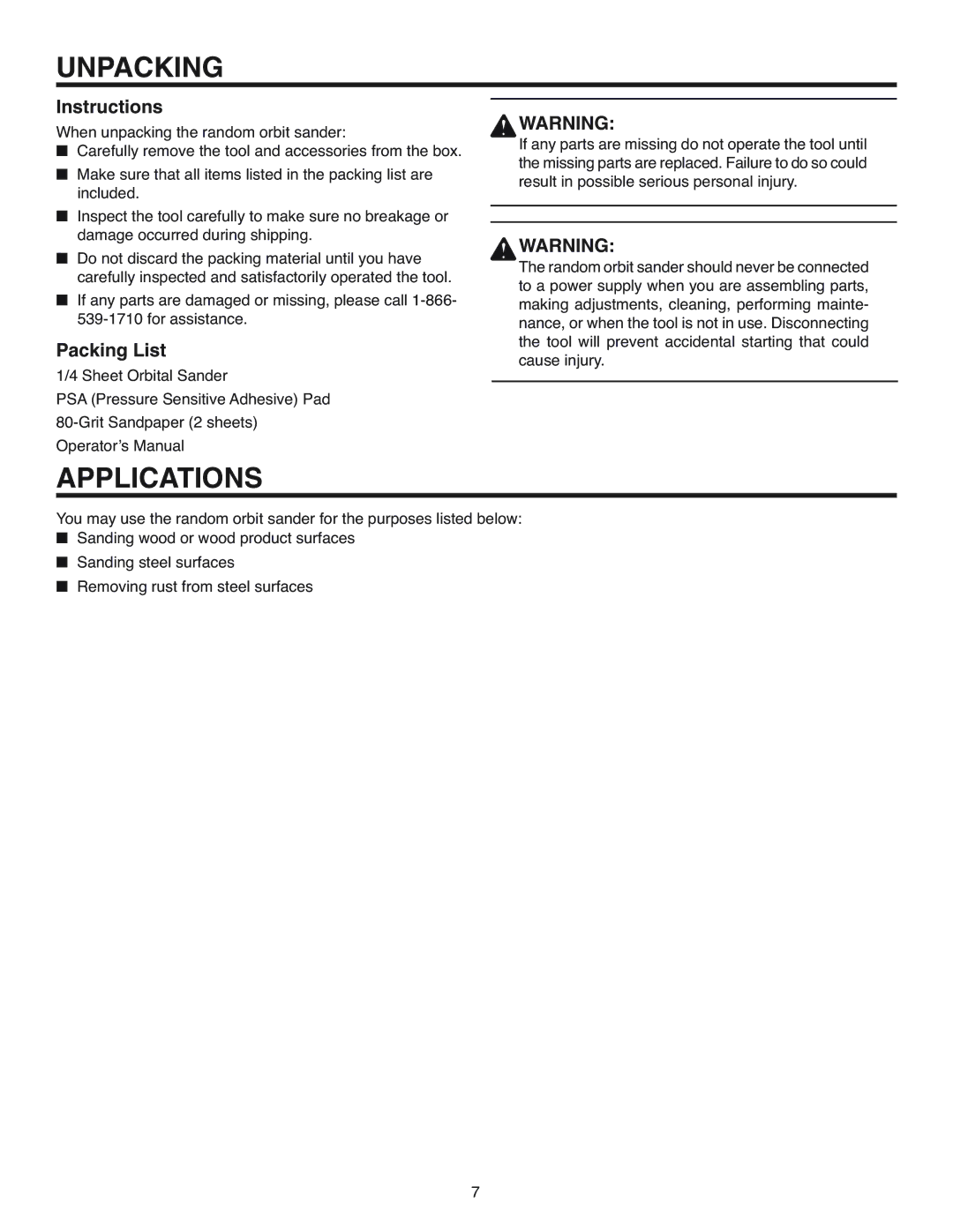 RIDGID R2600 manual Unpacking, Applications, Instructions, Packing List 