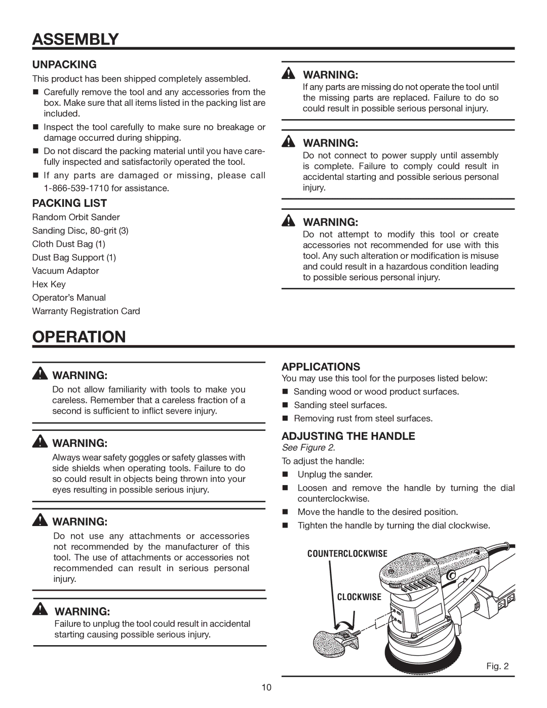 RIDGID R2610 manual Assembly, Operation 