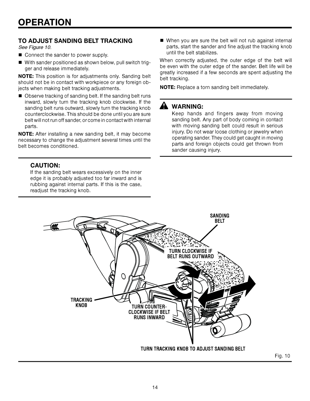 RIDGID R2720 manual To Adjust Sanding Belt Tracking 