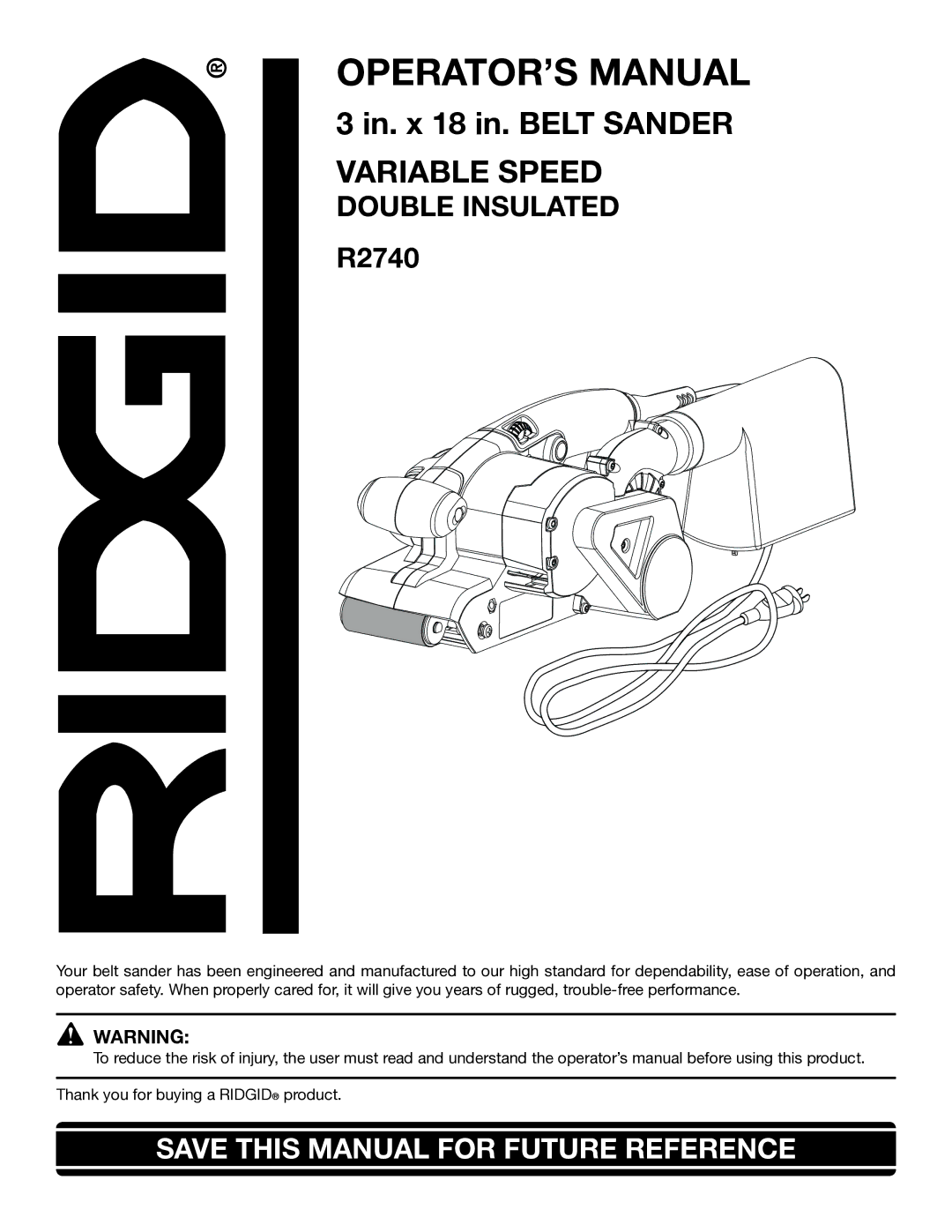 RIDGID R2740 manual OPERAToR’S Manual 