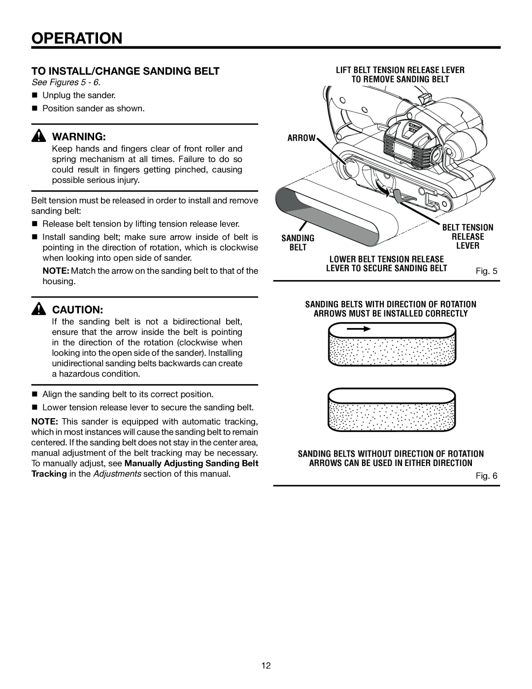 RIDGID R2740 manual To INSTALL/CHANGE Sanding Belt, Lift Belt tension release lever To remove sanding belt Arrow 