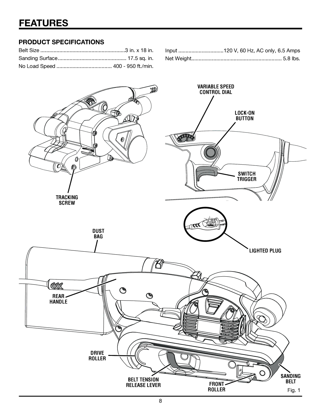 RIDGID R2740 manual Features, Product Specifications, Lighted plug 