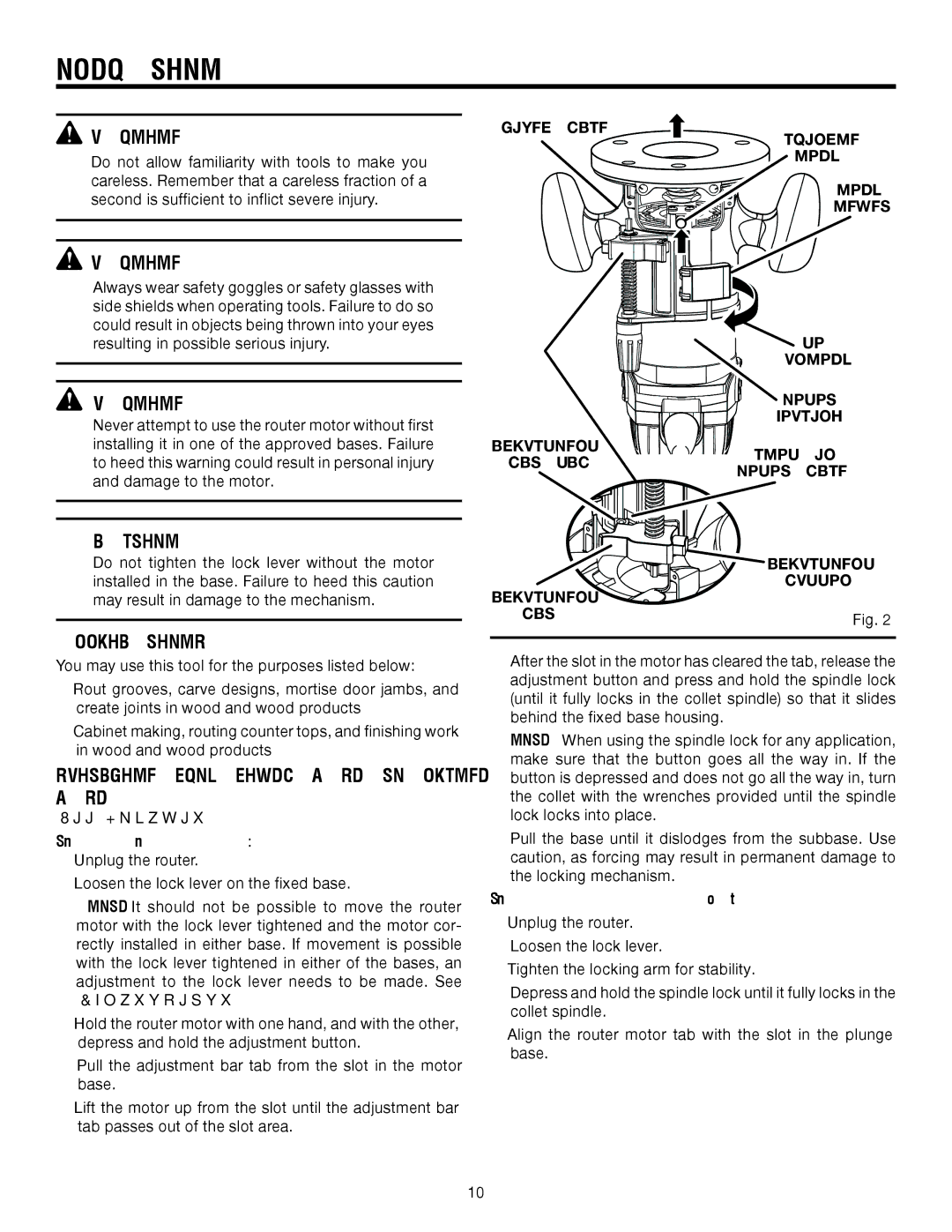 RIDGID R2900 manual Operation, Applications, Switching from Fixed Base to Plunge Base, See Figures 2, Adjustments 