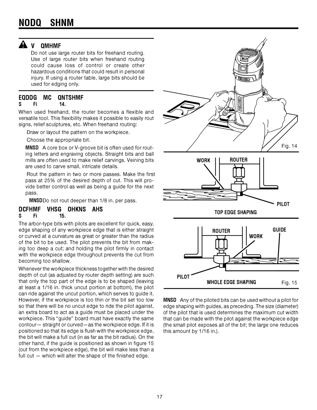 RIDGID R2900 manual Freehand Routing, Edging with Pilot BIT 