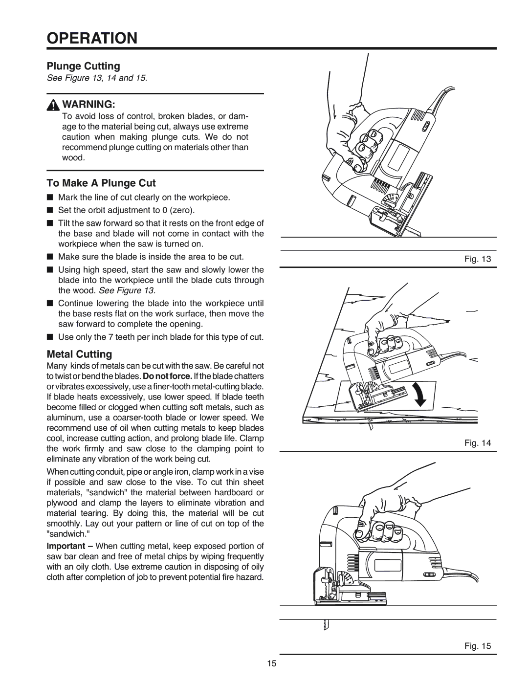 RIDGID R3120 manual Plunge Cutting, To Make a Plunge Cut, Metal Cutting 