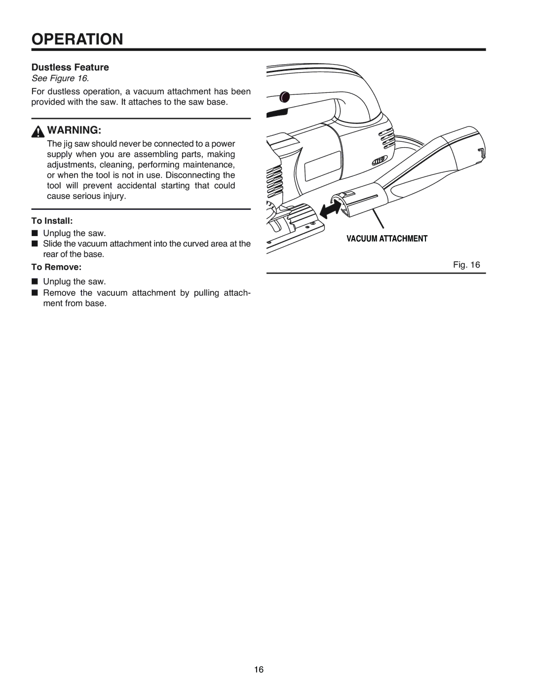 RIDGID R3120 manual Dustless Feature, Vacuum Attachment 