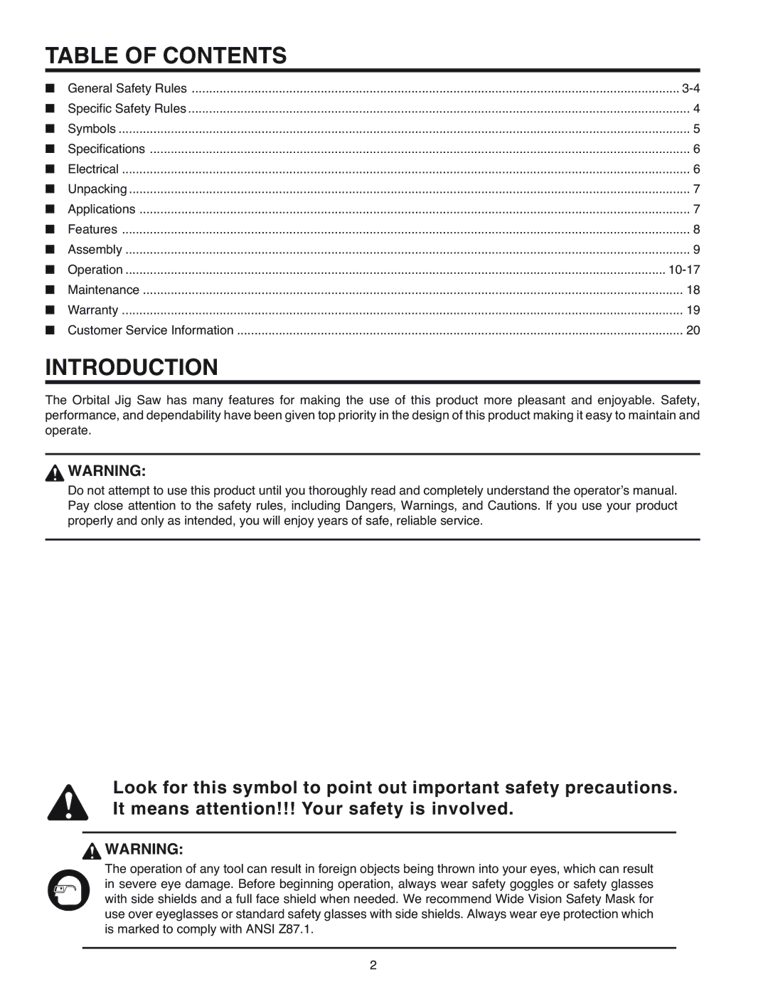 RIDGID R3120 manual Table of Contents, Introduction 