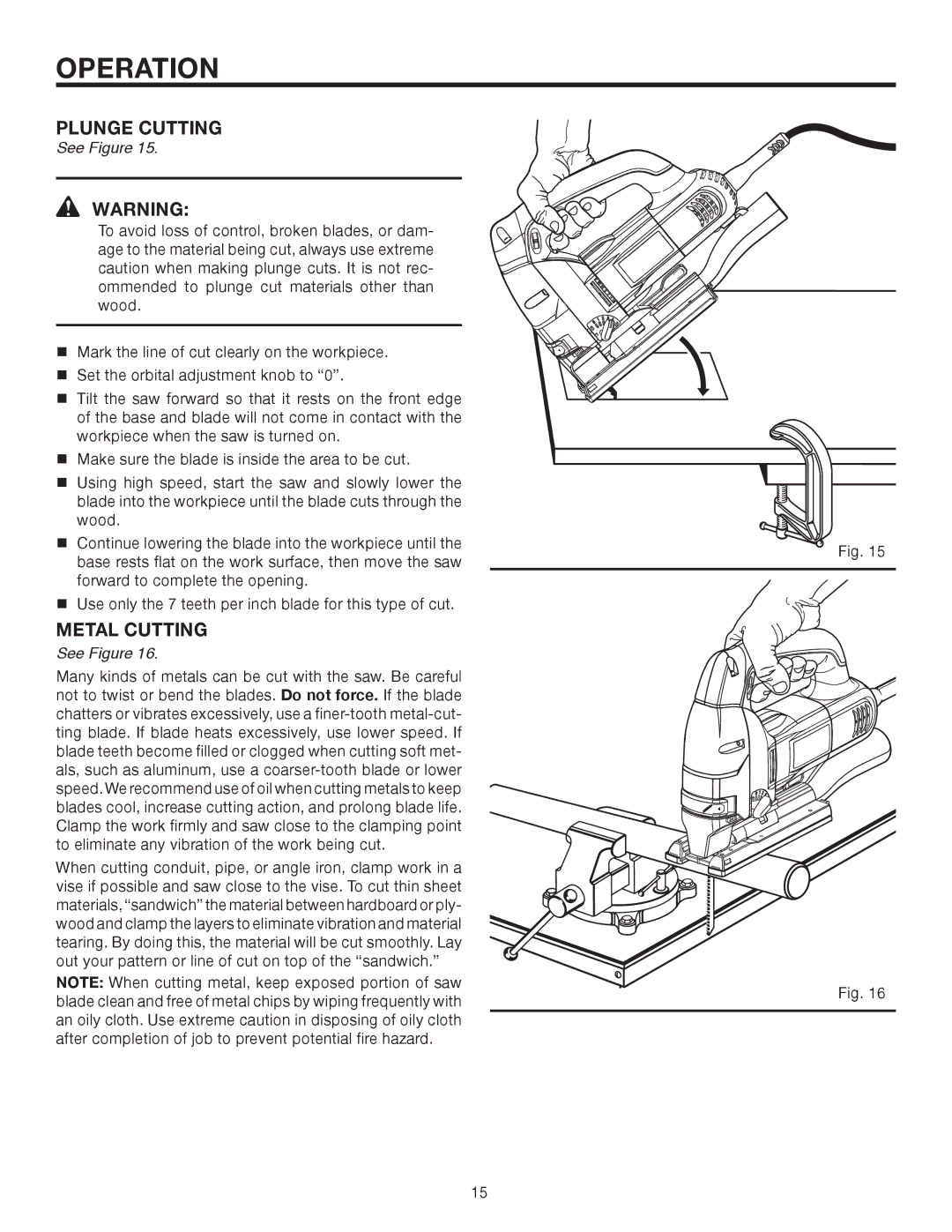 RIDGID R3121 manual Plunge Cutting, Metal Cutting 