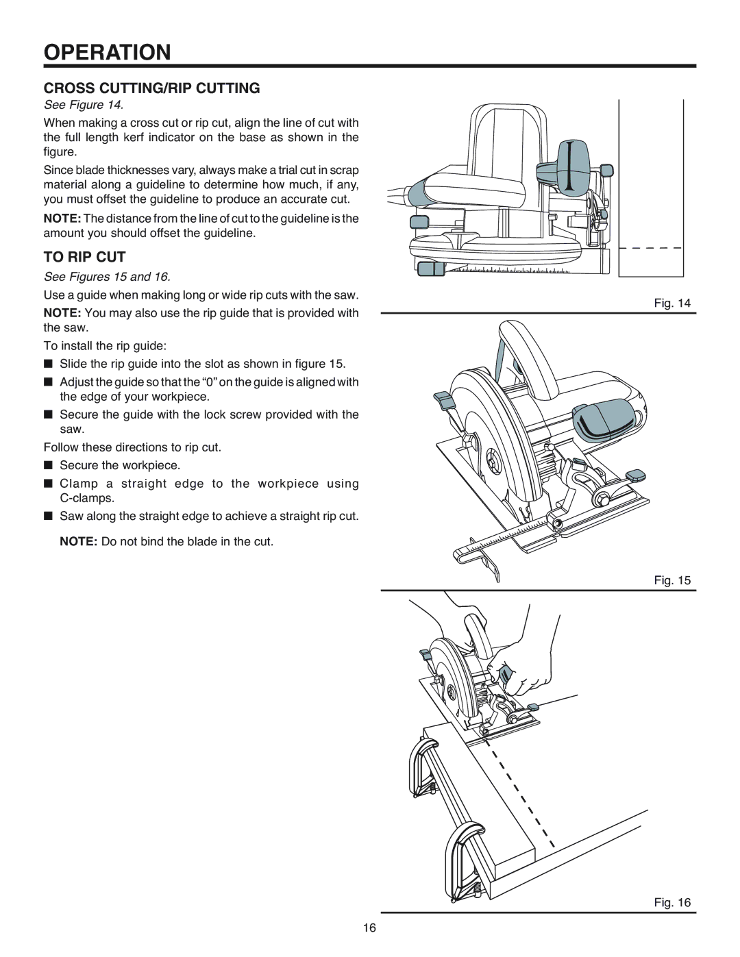 RIDGID R3200 manual Cross CUTTING/RIP Cutting, To RIP CUT, See Figures 15 