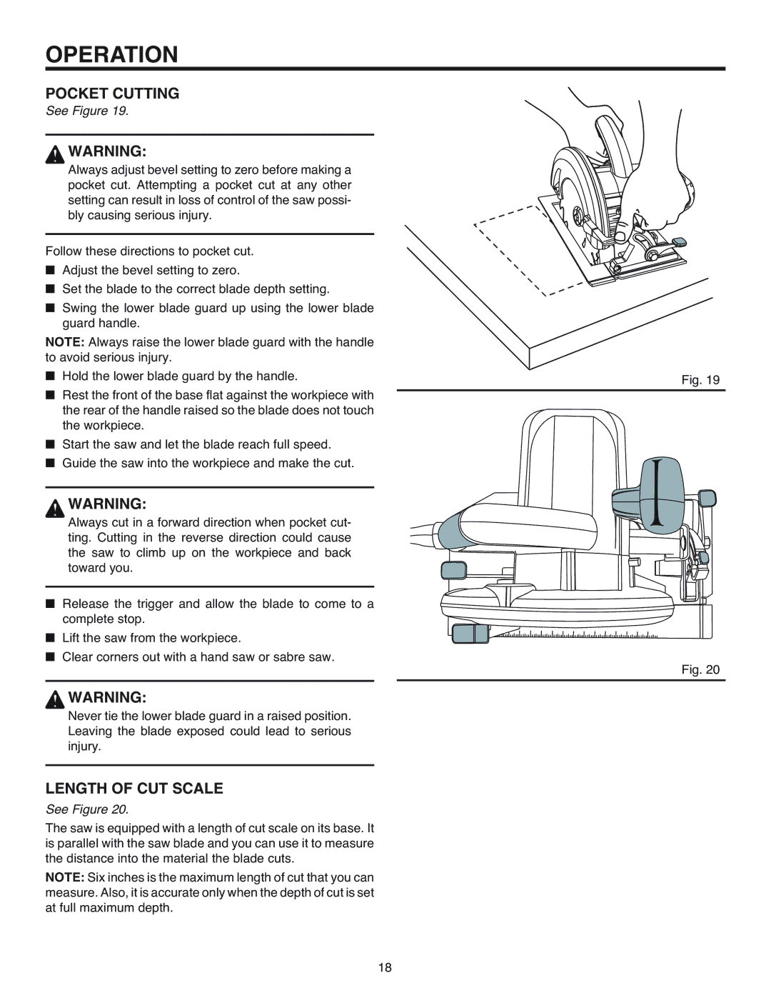 RIDGID R3200 manual Pocket Cutting, Length of CUT Scale 