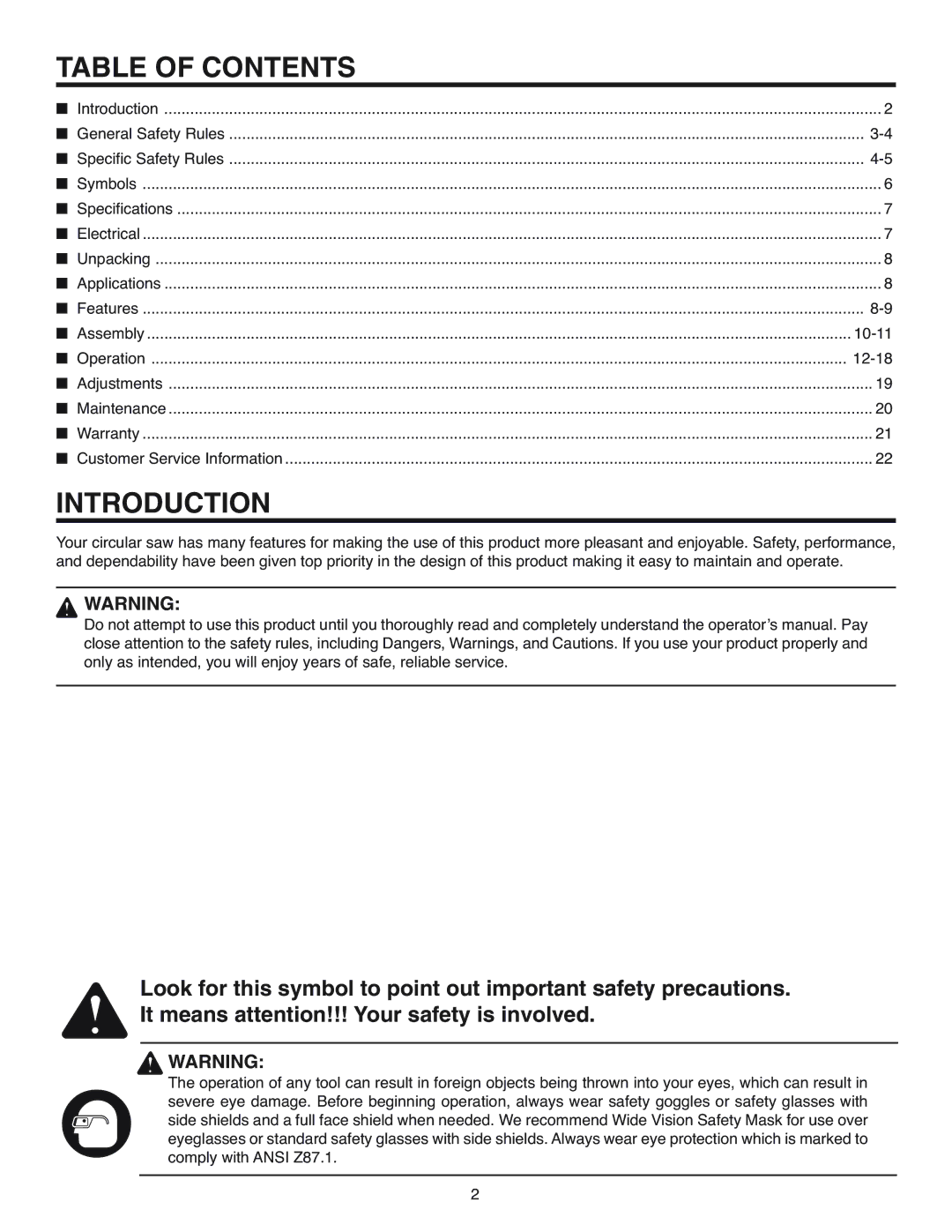 RIDGID R3200 manual Table of Contents, Introduction 