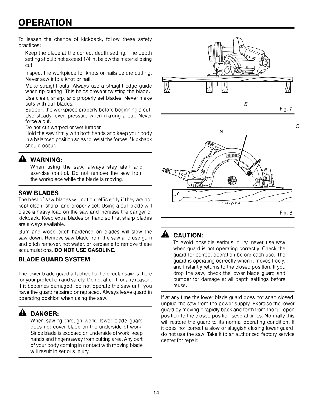 RIDGID R3203-1 manual SAW Blades, Blade Guard System 