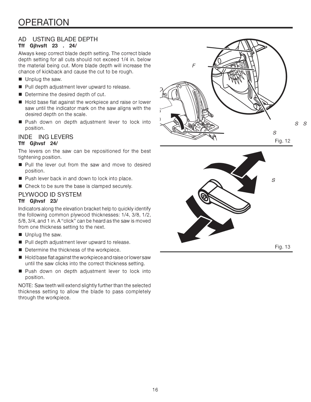 RIDGID R3203-1 manual Adjusting Blade Depth, See Figures 12 