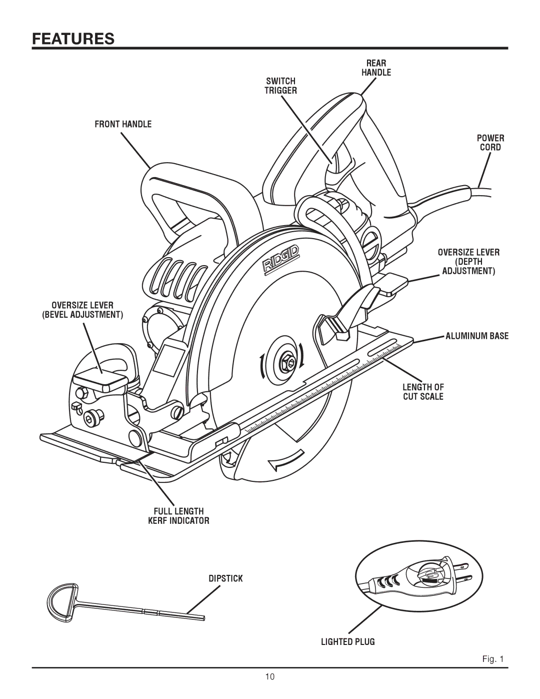 RIDGID R3210-1 manual Features 