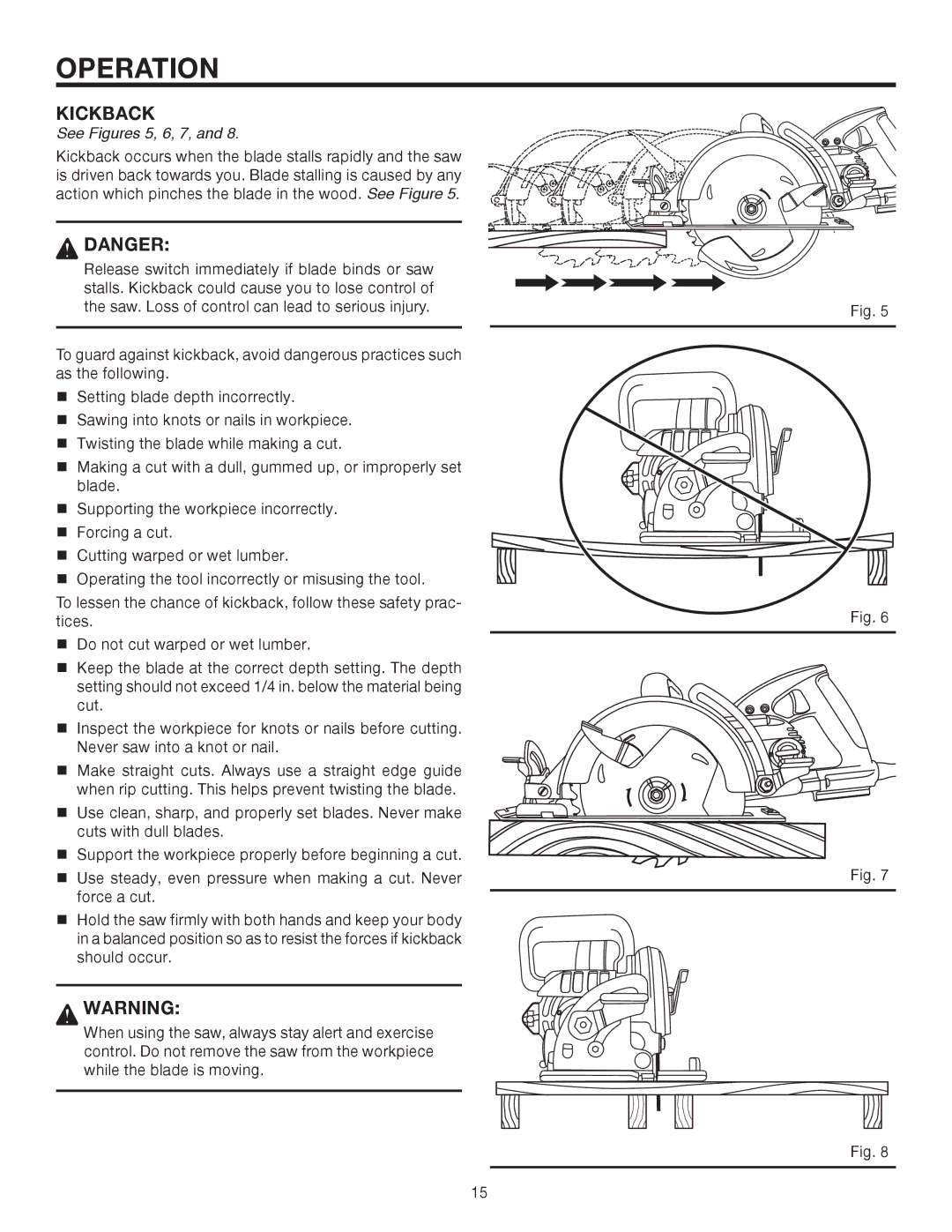 RIDGID R3210-1 manual Kickback, See Figures 5, 6, 7 