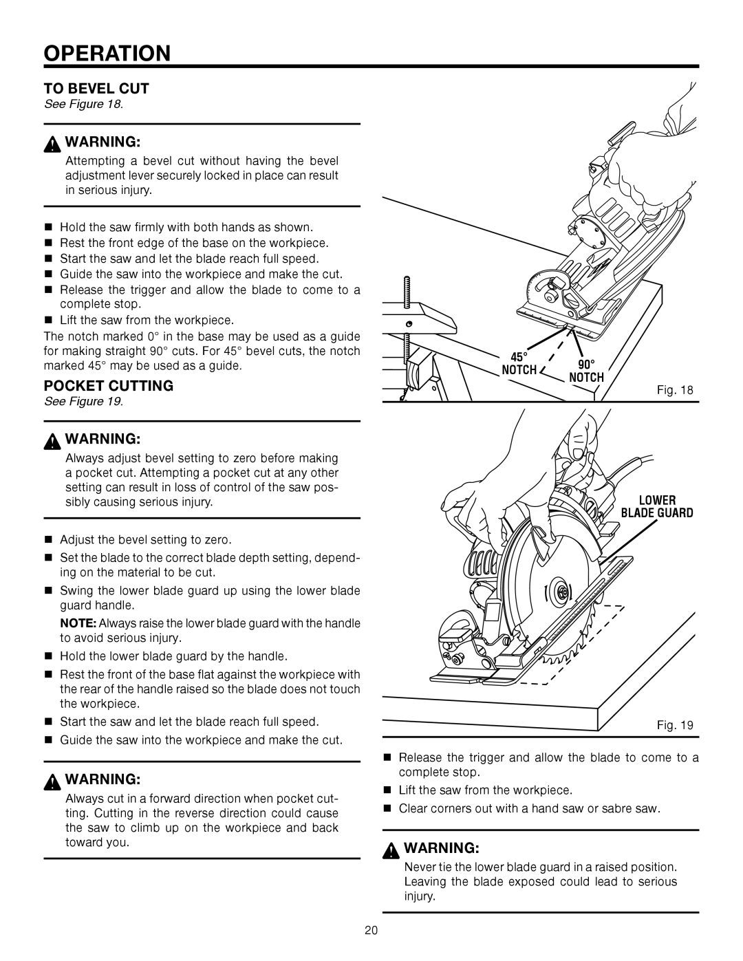 RIDGID R3210-1 manual To Bevel CUT, Pocket Cutting, Notch Notch Lower Blade Guard 