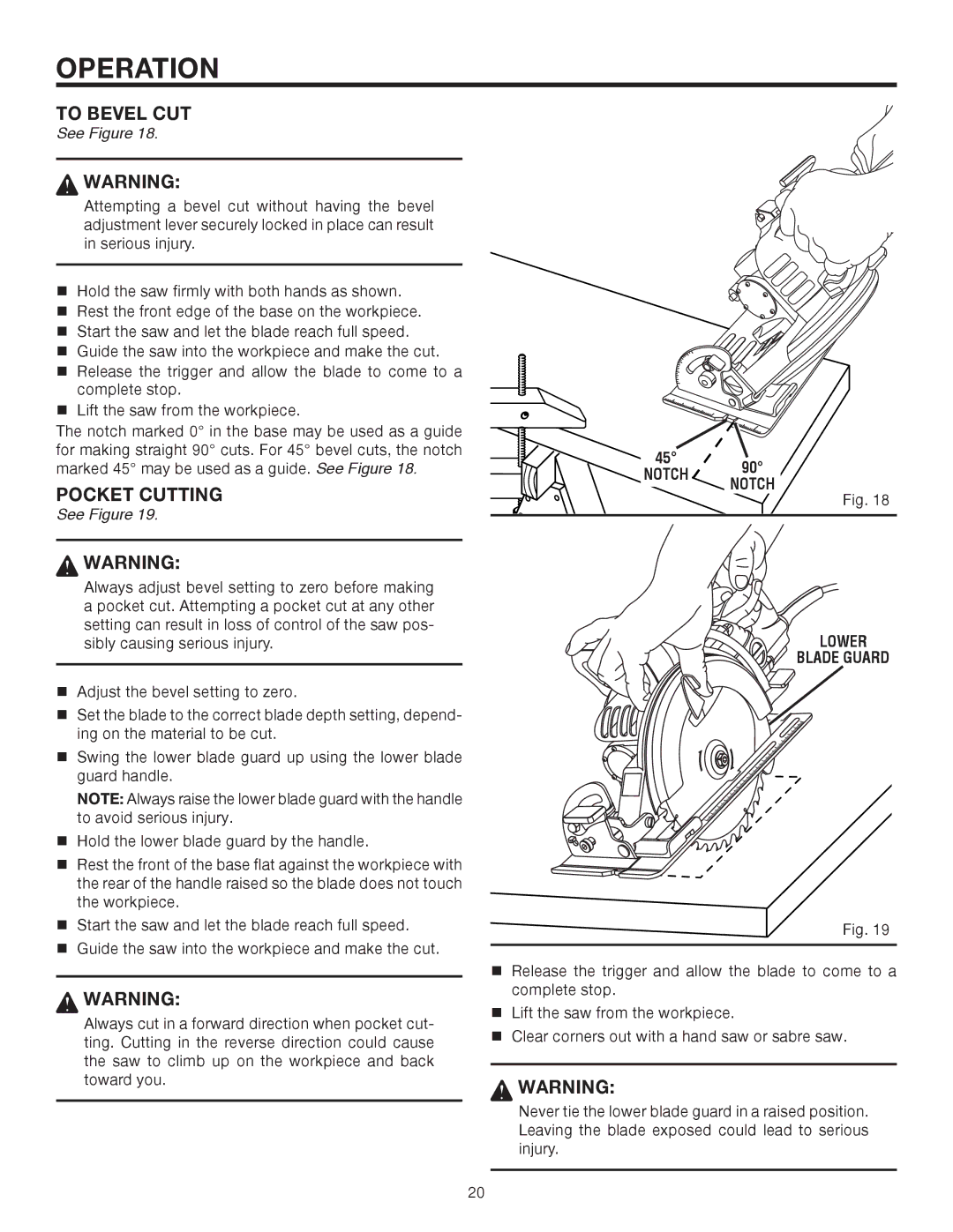 RIDGID R3210 manual To Bevel CUT, Pocket Cutting, Notch Notch Lower Blade Guard 