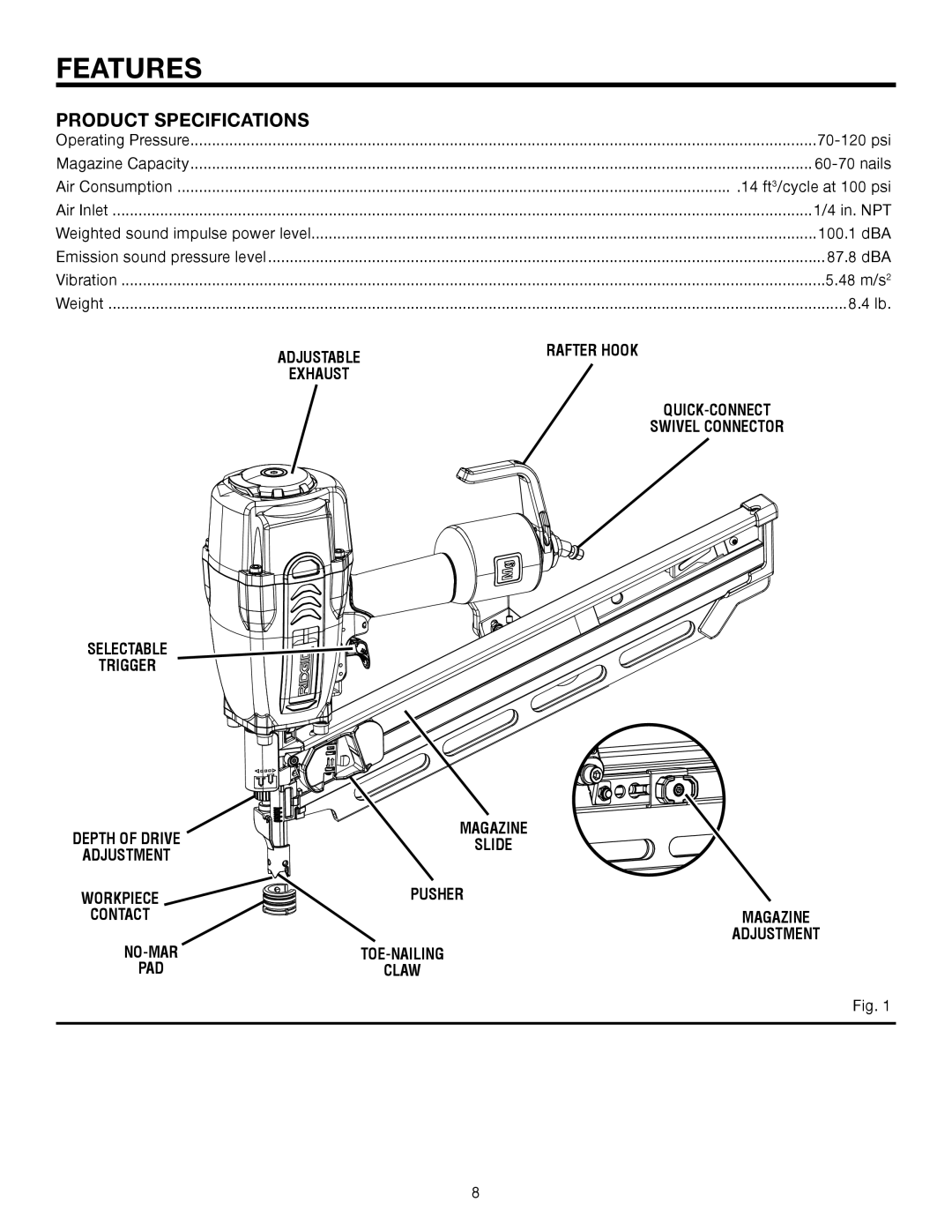 RIDGID R350RHA manual Features, Product Specifications 