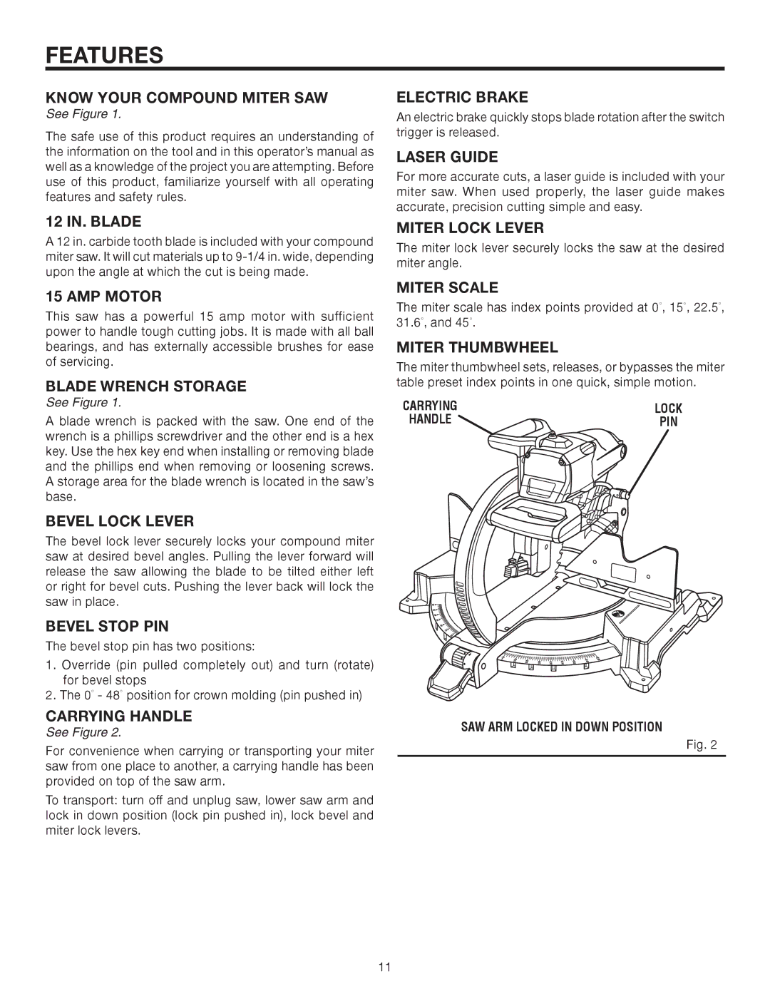 RIDGID R4121 Know Your Compound Miter SAW, 12 IN. Blade, AMP Motor, Blade Wrench Storage, Bevel Lock Lever, Bevel Stop PIN 