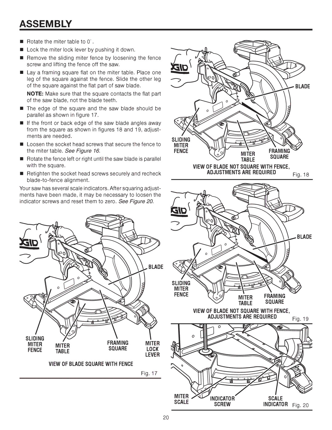 RIDGID R4121 manual View of Blade Square with Fence 