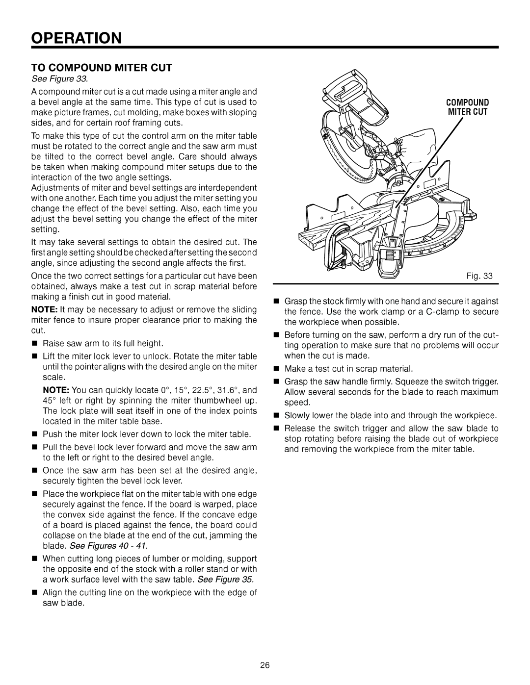 RIDGID R4121 manual To Compound Miter CUT 