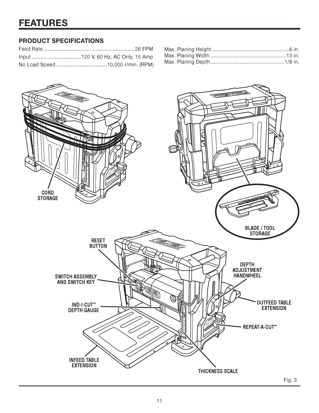 RIDGID R4330 manual Features, Product Specifications 