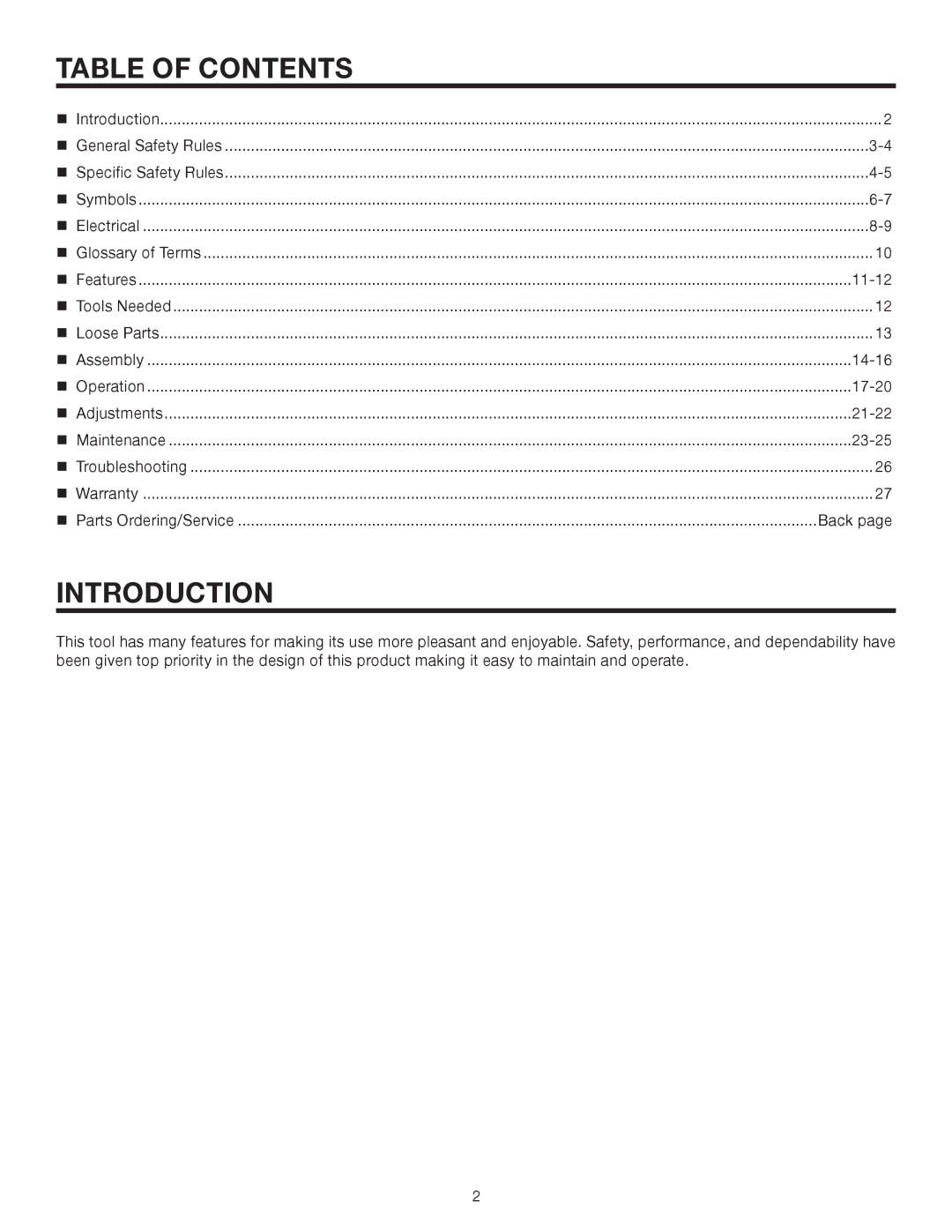 RIDGID R4330 manual Table of contents, Introduction 