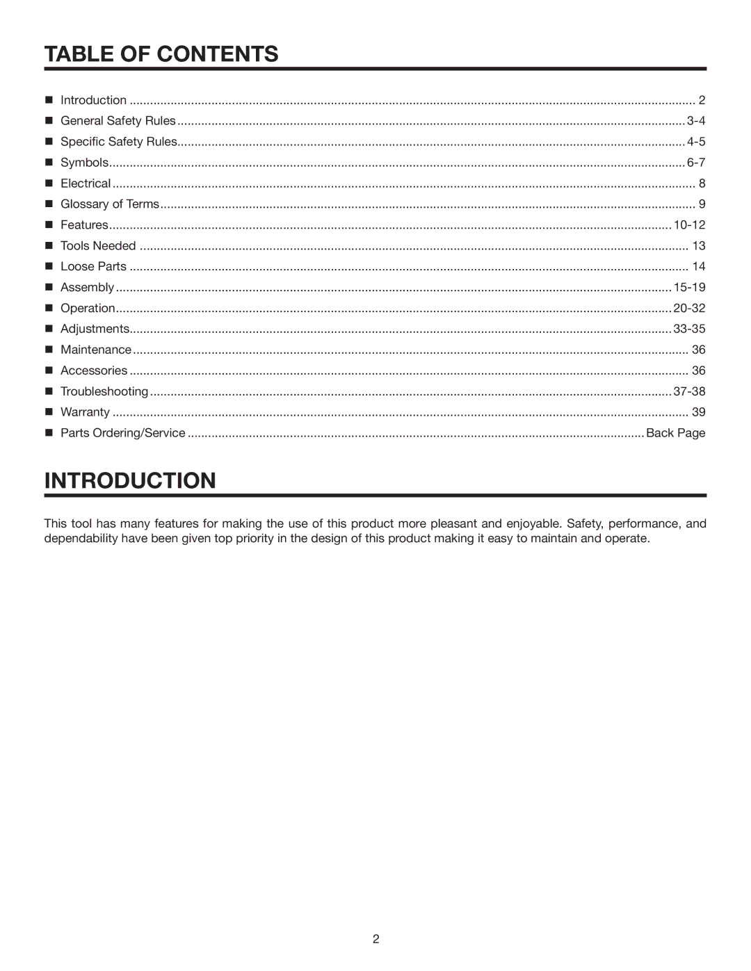 RIDGID R4516 manual Table of Contents, Introduction 