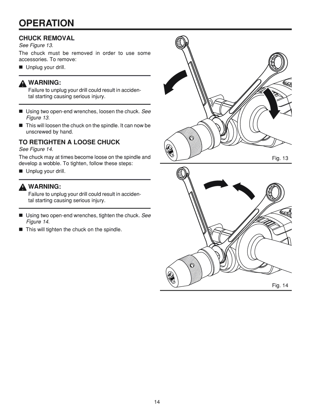 RIDGID R5010 manual Chuck Removal, To Retighten a Loose Chuck 