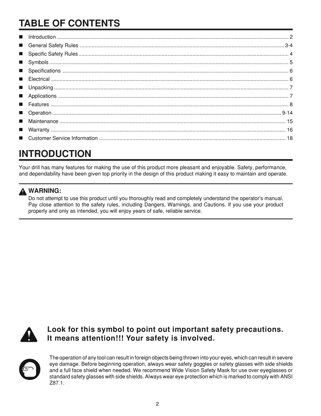 RIDGID R5010 manual Table of Contents, Introduction 