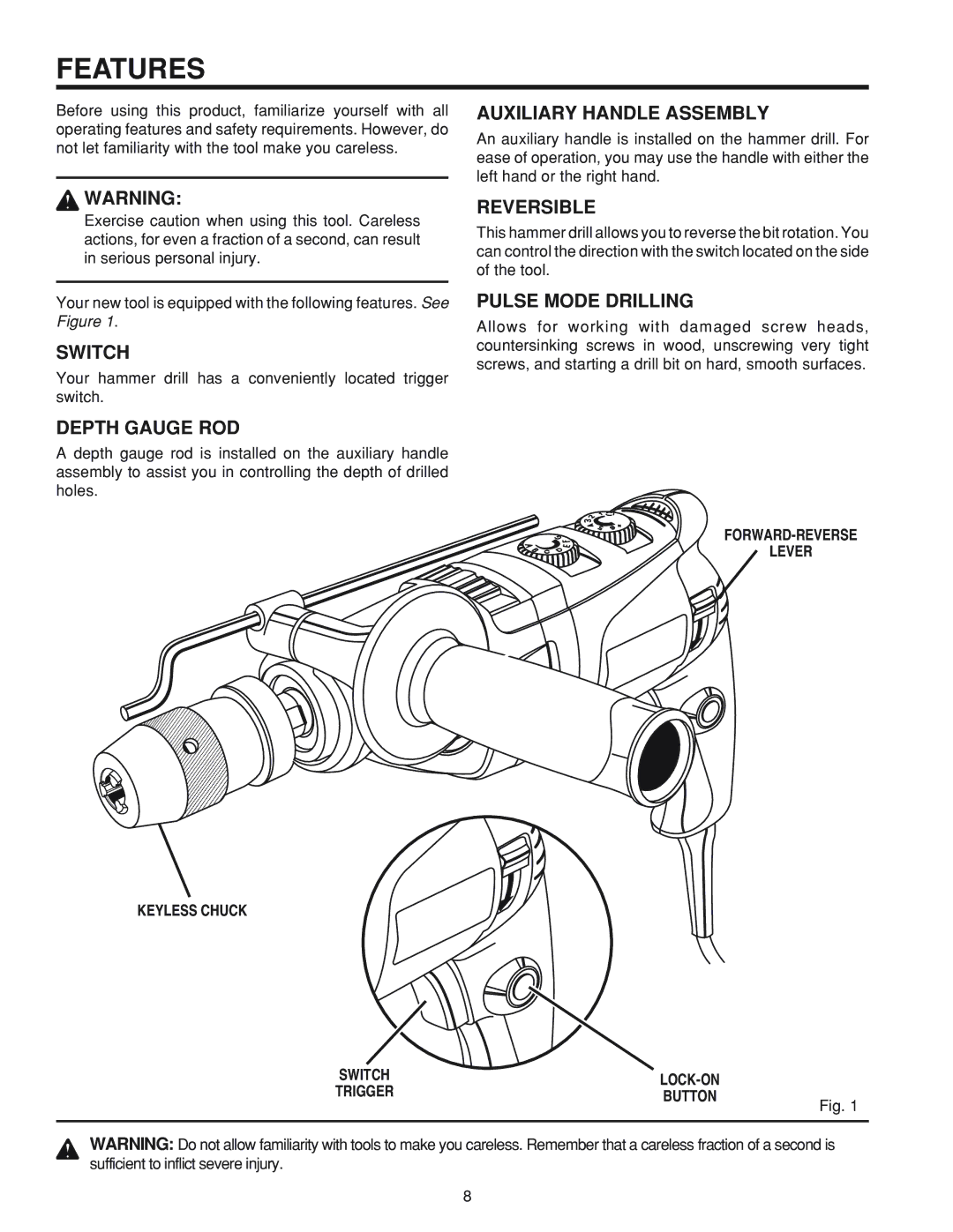 RIDGID R5010 manual Features 