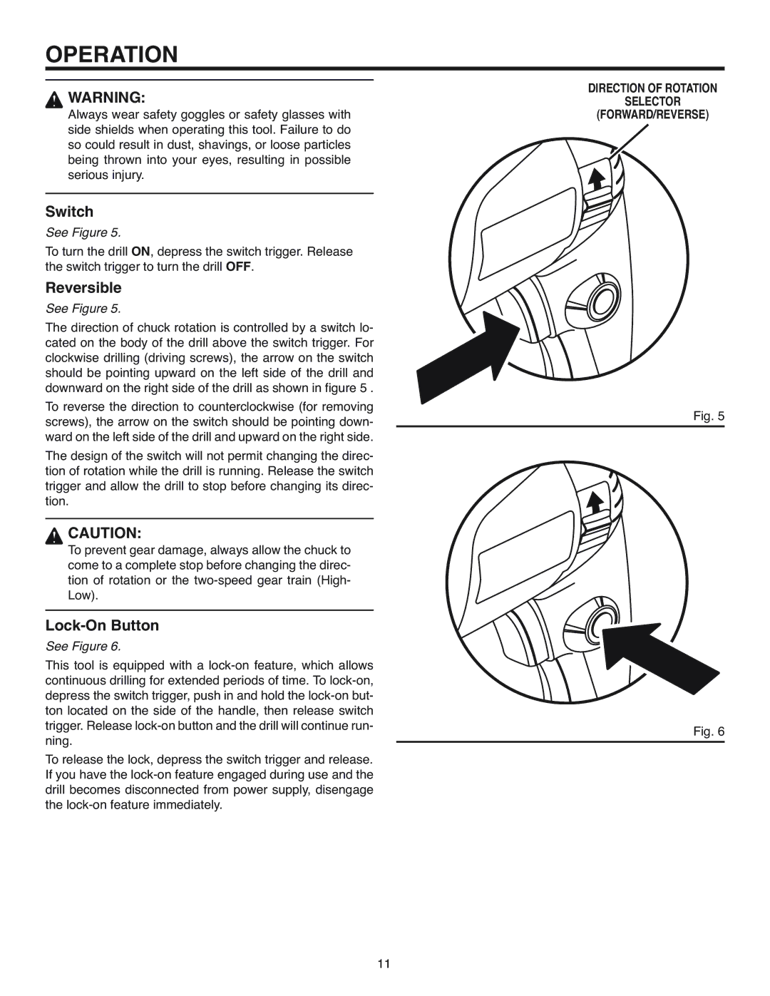 RIDGID R7100 manual Operation, Switch 