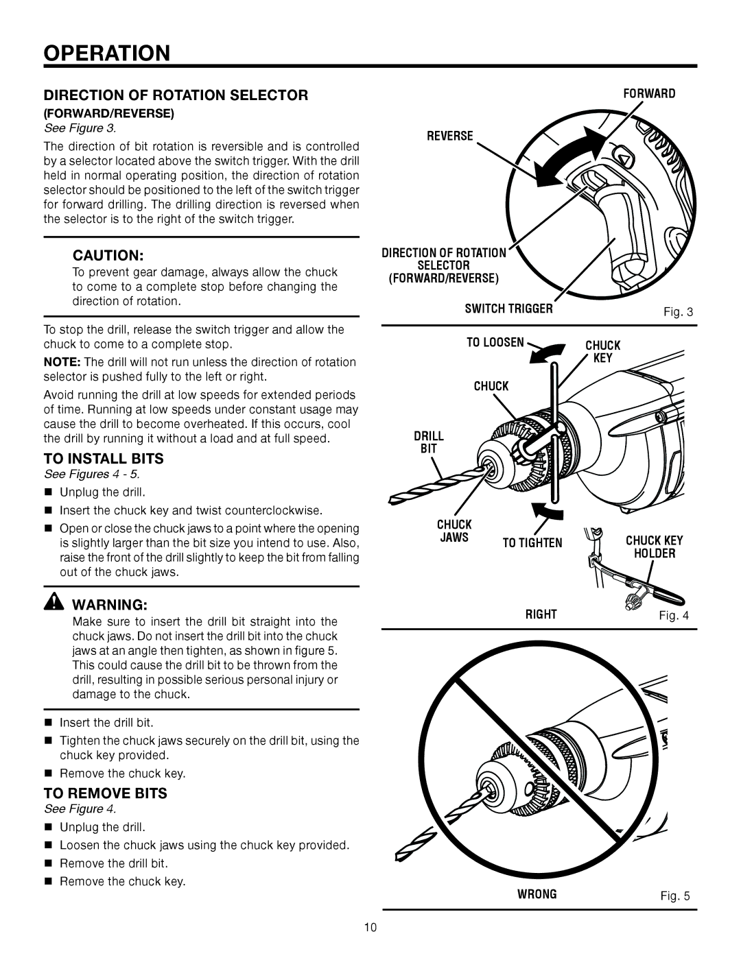 RIDGID R7111 manual To Install Bits, To Remove Bits 