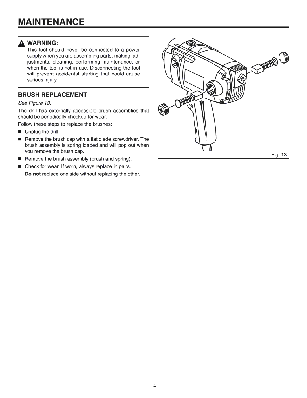 RIDGID R7120 manual Brush Replacement 