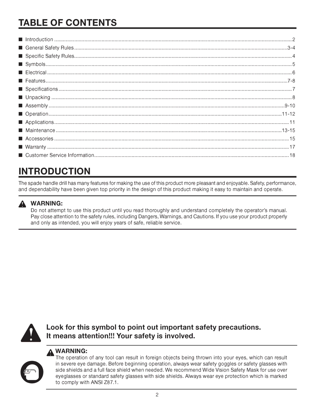 RIDGID R7121 manual Table of Contents, Introduction 