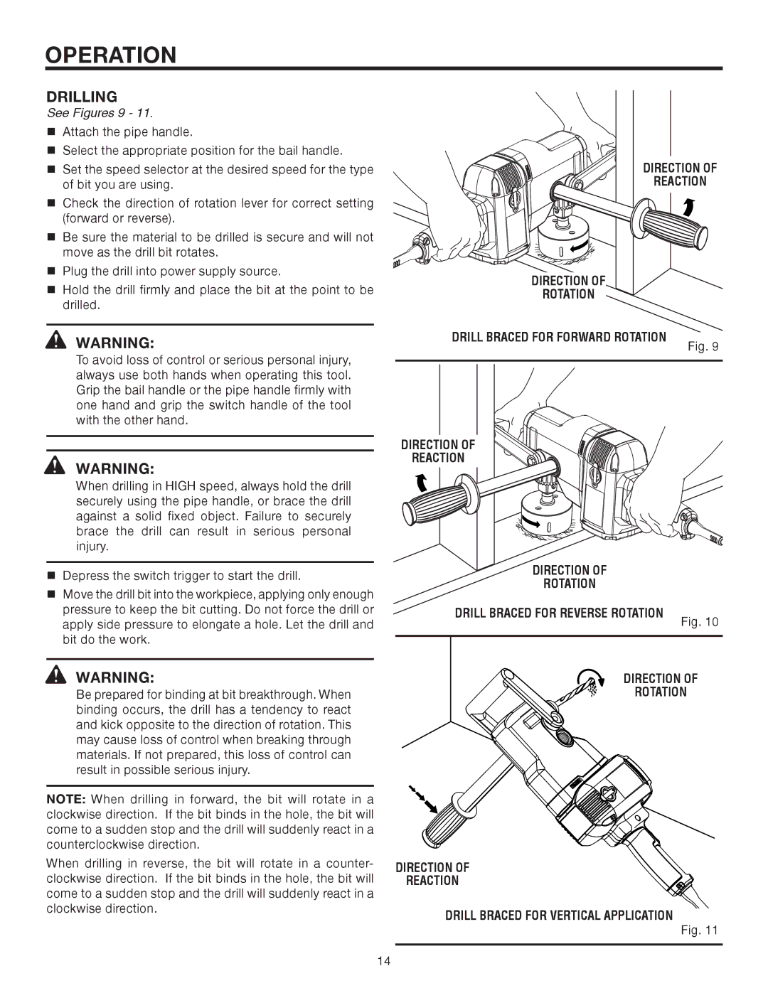 RIDGID R7130 manual Drilling, See Figures 9 