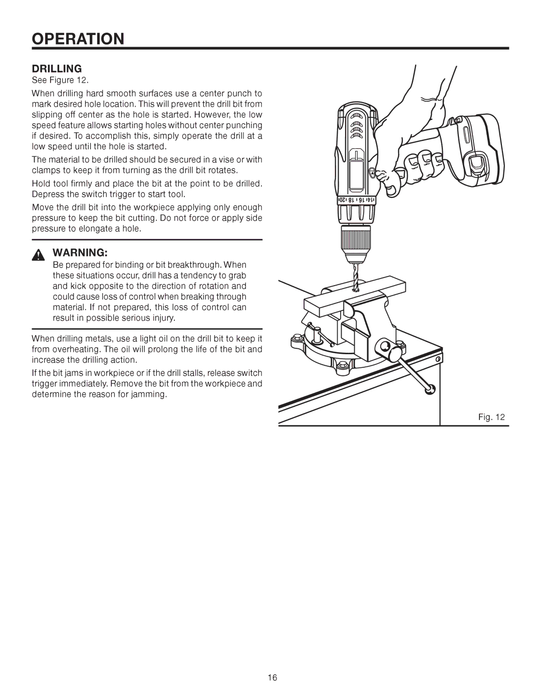 RIDGID R82001 manual Drilling 