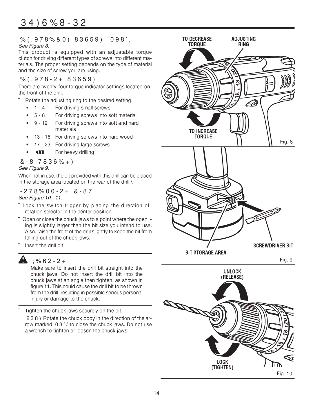 RIDGID R820011 manual Adjustable Torque Clutch, Adjusting Torque, Installing Bits 