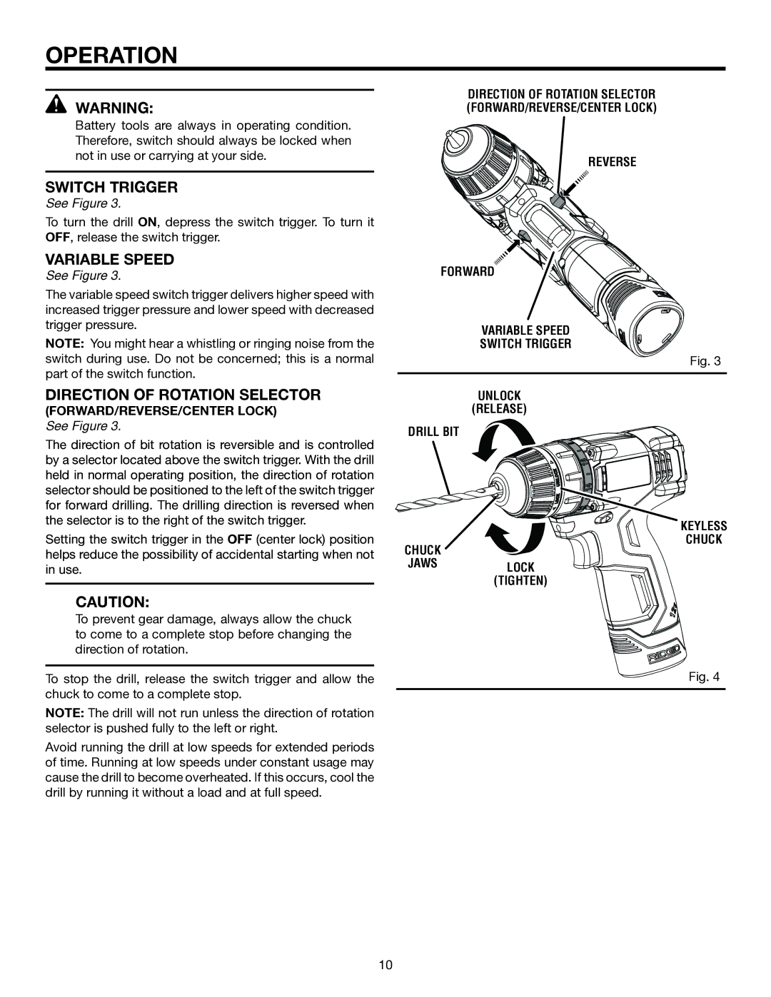 RIDGID R82007 manual Switch Trigger 